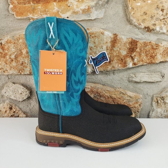 Twisted X Work Boots Alloy Toe Women Size 8.5 B Turquoise Aqua Charcoal WXBA001 - Picture 5 of 16